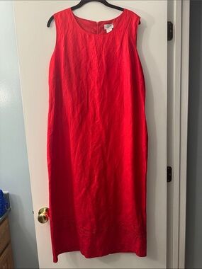 I.S.C. Sleeveless Red Dress Linen Silk LP